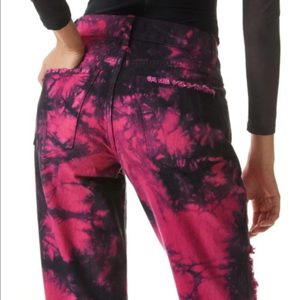 Alice + Olivia Pink and Black Straight Leg Jeans - Picture 5 of 11